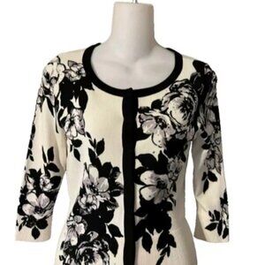White House Black Market Button Front Floral Print Cardigan Sweater,  Size Small